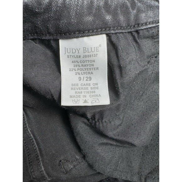 Judy Blue Slim Fit Jeans Womens 9/29 Black Distressed Raw Hem Stretch JB88137 - Picture 5 of 10